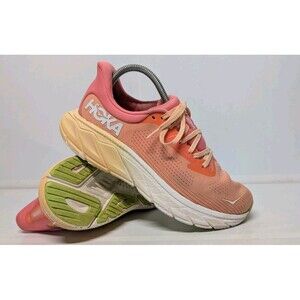Hoka One One Arahi 7 Womens Size 8.5 Orange Pink Athletic Running Shoes Sneakers